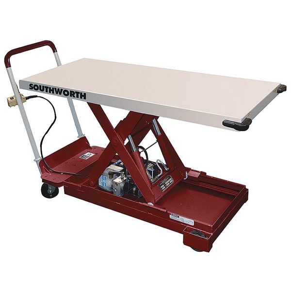 SOUTHWORTH Scissor Lift Table, 1100 lb. Cap, 12VDC, 24"W, 40"L